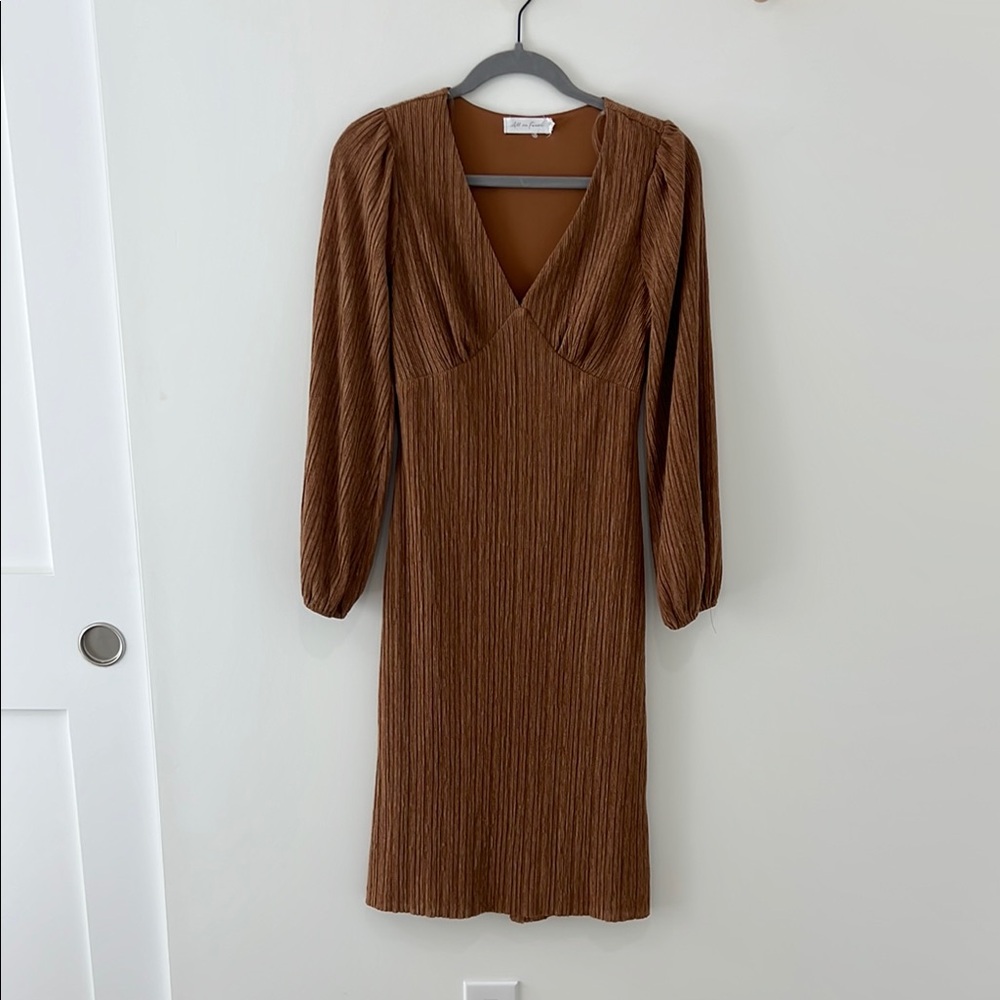 Elegant Brown V-Neck Dress